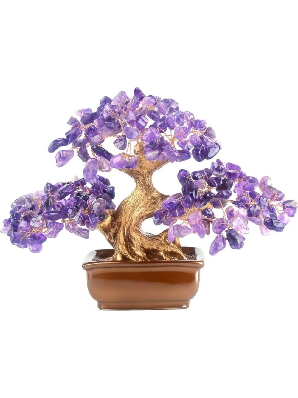 Handmade Amethyst Crystal Tree of Life - Feng Shui Money Tree for Chakra Healing